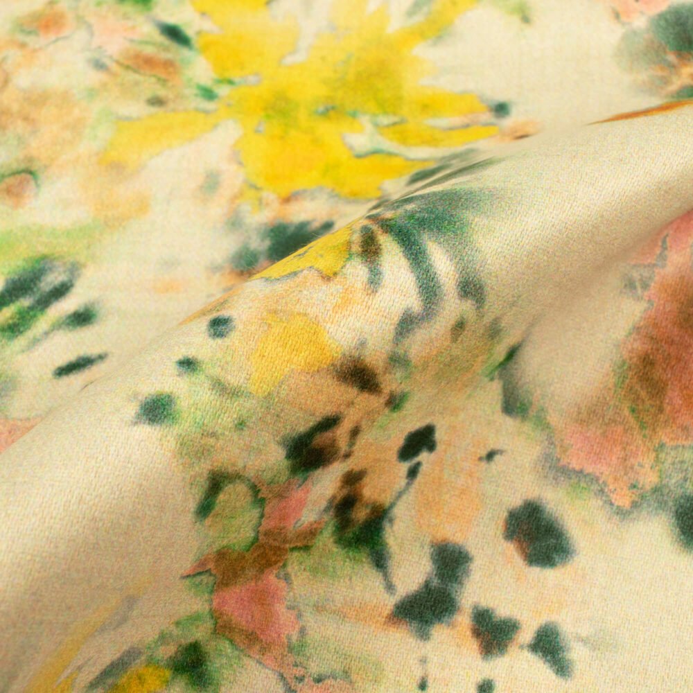 Beige And Yellow Floral Printed Exclusive Shirting Fabric - Image 3