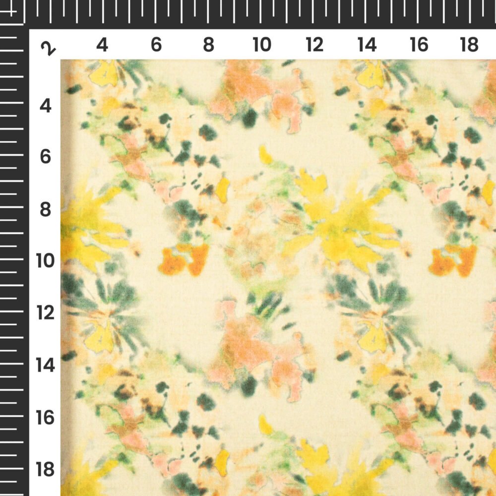 Beige And Yellow Floral Printed Exclusive Shirting Fabric - Image 5