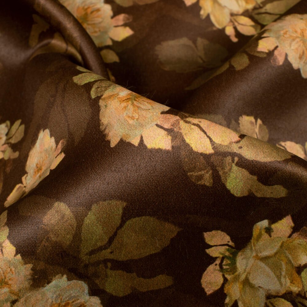 Brown Floral Printed Exclusive Shirting Fabric - Image 3