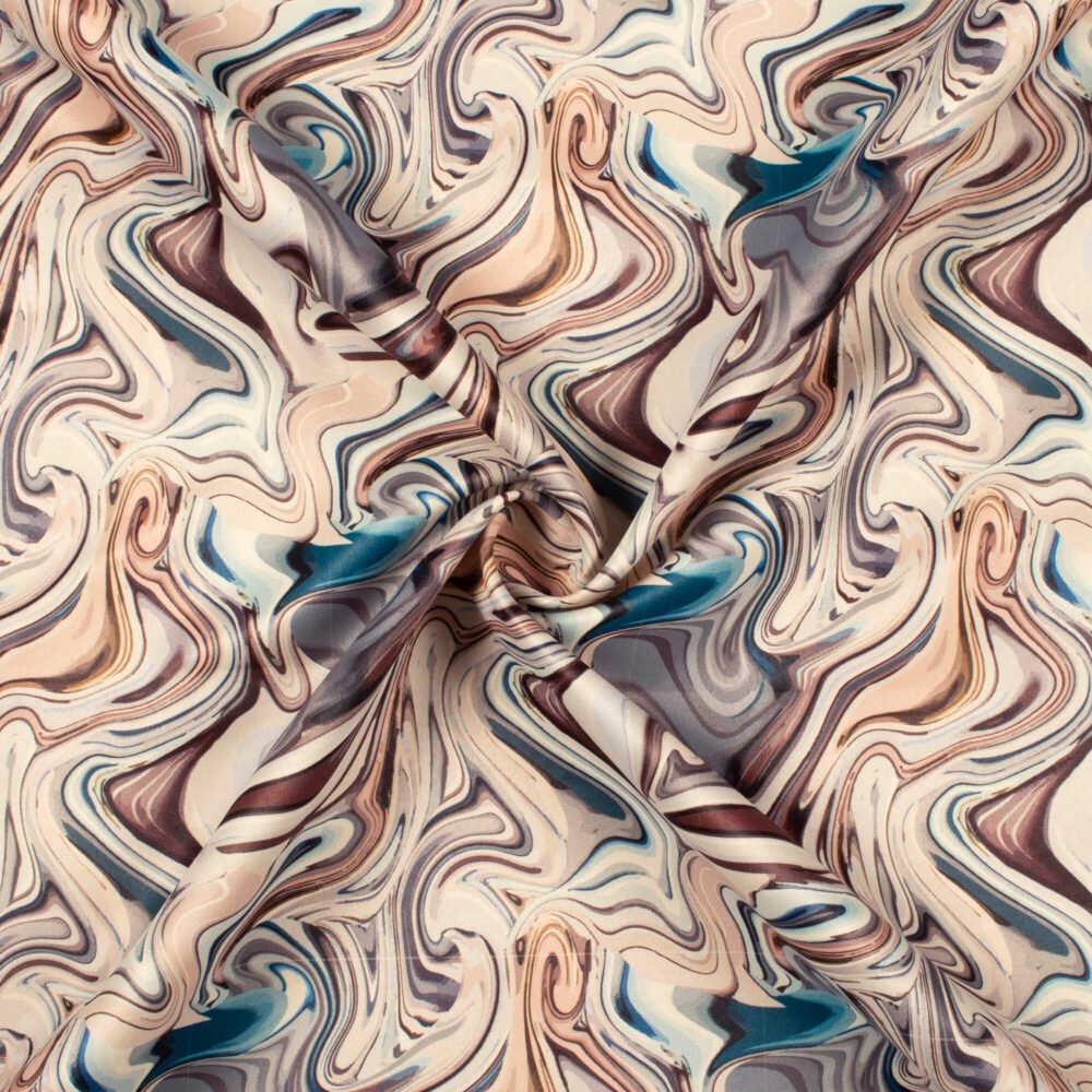 Pale Pink And Brown Marble Printed Exclusive Shirting Fabric - Image 2
