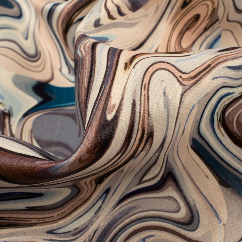 Pale Pink And Brown Marble Printed Exclusive Shirting Fabric - Image 3
