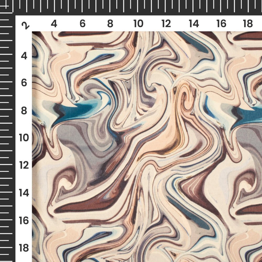Pale Pink And Brown Marble Printed Exclusive Shirting Fabric - Image 4