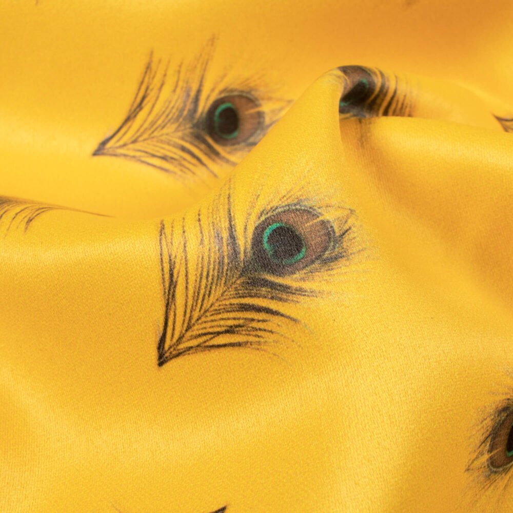 Honey Yellow Feather Printed Exclusive Shirting Fabric - Image 3