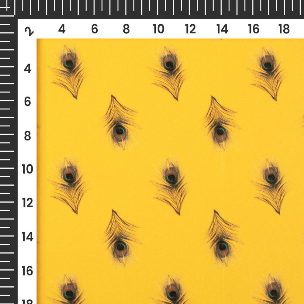 Honey Yellow Feather Printed Exclusive Shirting Fabric - Image 4
