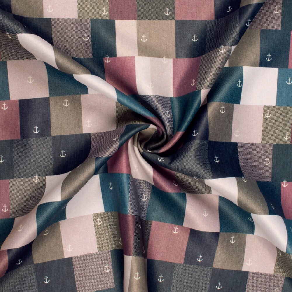 Brown And BluePrinted Exclusive Shirting Fabric - Image 2
