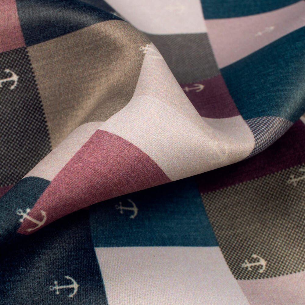 Brown And BluePrinted Exclusive Shirting Fabric - Image 3