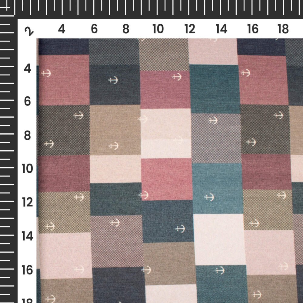 Brown And BluePrinted Exclusive Shirting Fabric - Image 4