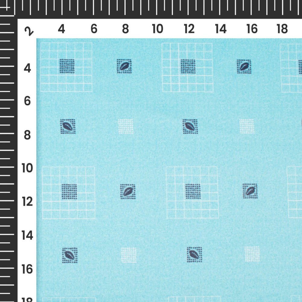 Baby BluePrinted Exclusive Shirting Fabric - Image 4